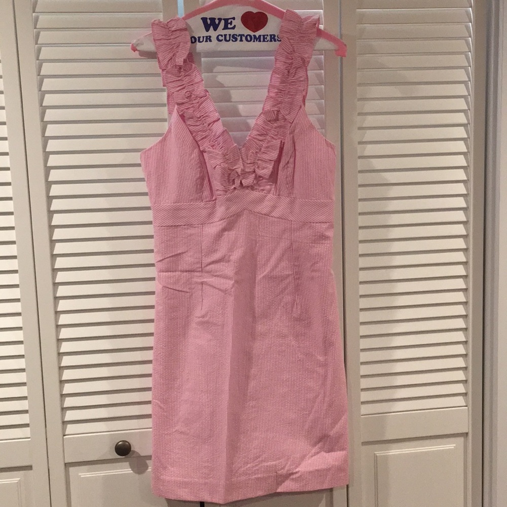 Lilly Pulitzer pink seersucker dress